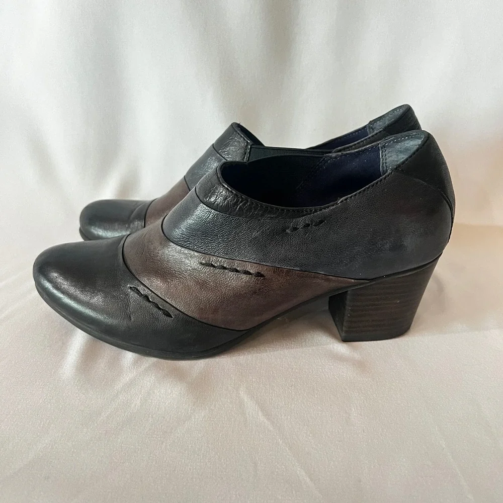 Tamaris Black Leather Cuir Shooties Ankle Booties Touch It Sole EU 38 US 7.5